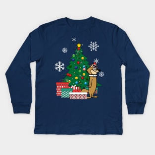 Hokey Wolf Around The Christmas Tree Kids Long Sleeve T-Shirt